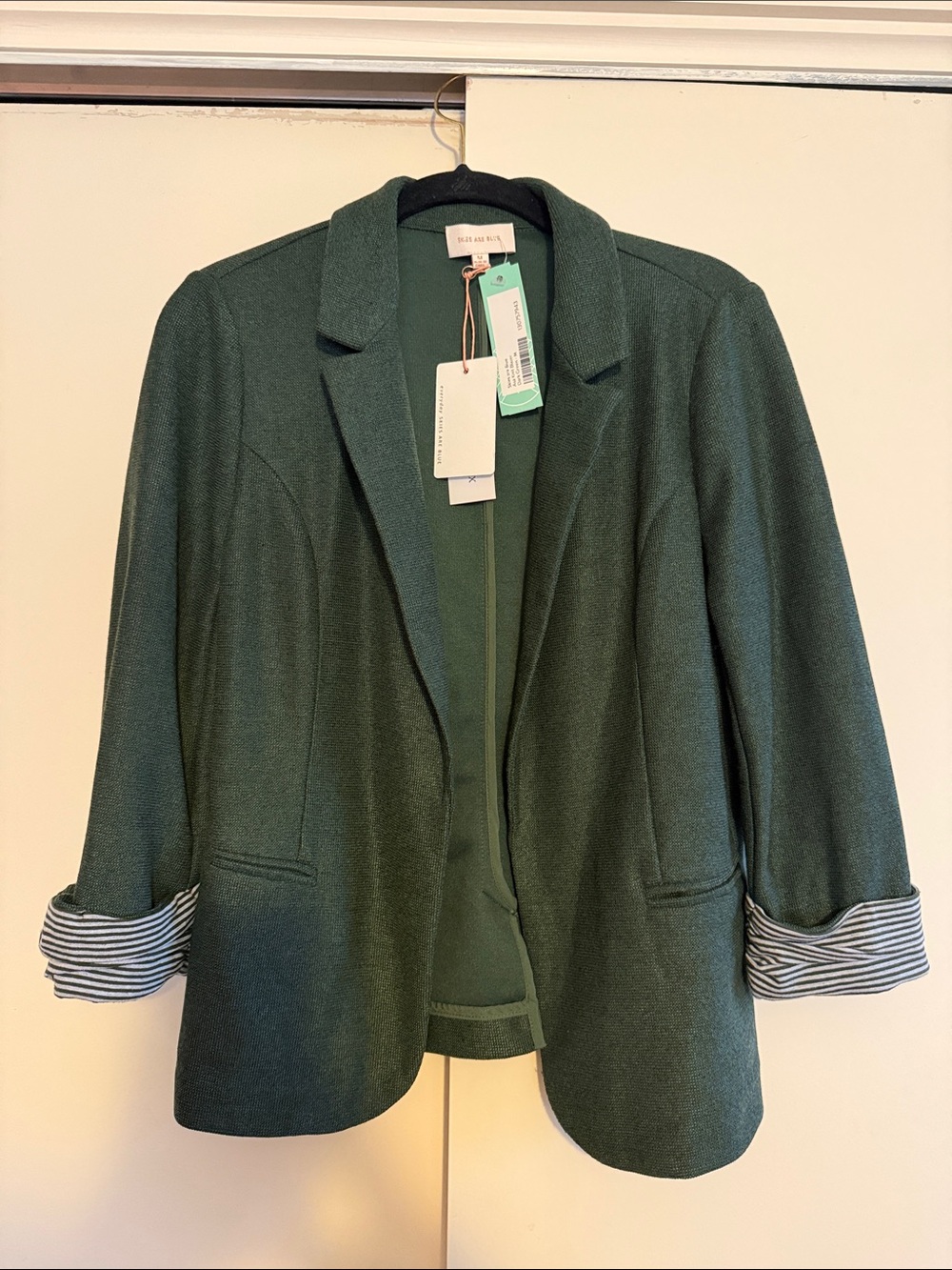 NWT Skies Are Blue Asa Knit Blazer Dark Green - Picture 4 of 6